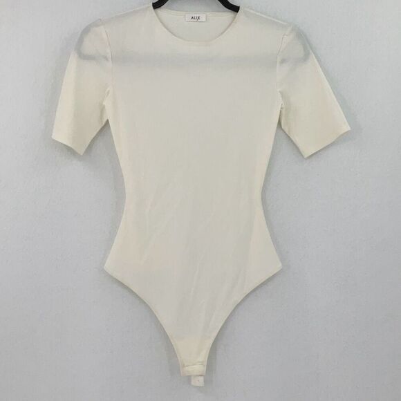 Alix Cream T Shirt Short Sleeve Jersey Bodysuit Size Small - Picture 1 of 7